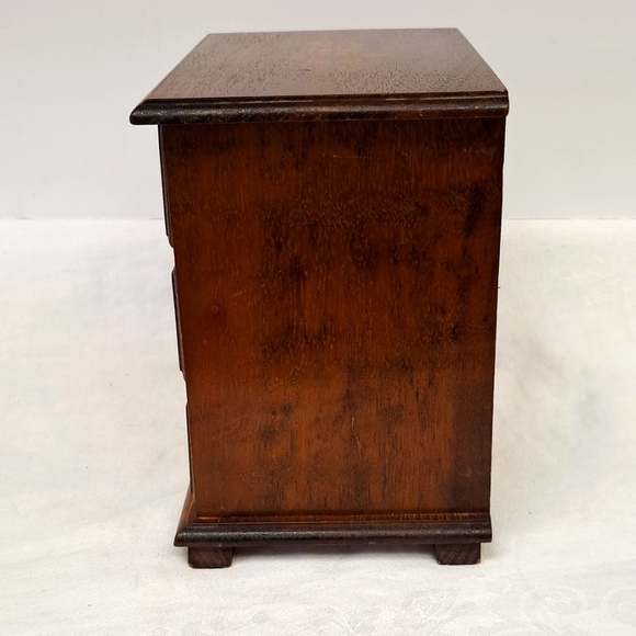 - Vintage 3 drawer wood armoire style jewelry box with metal pull handles - Picture 4 of 9